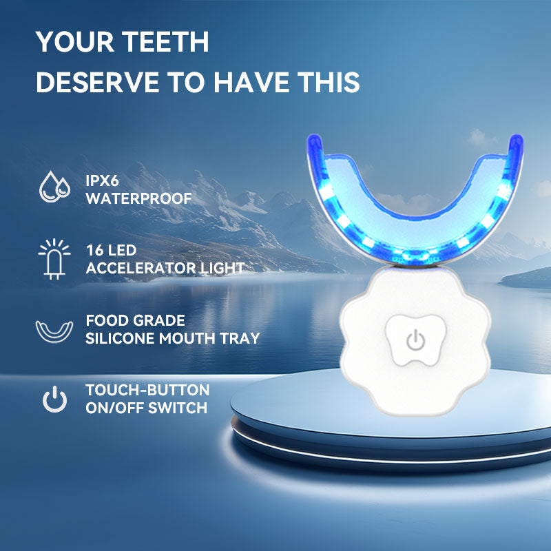 Custom Logo Wireless Blue Light Teeth Whitening Kit with 16 LEDs - IPX6 Waterproof