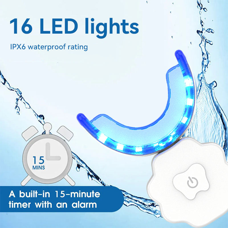 Custom Logo Wireless Blue Light Teeth Whitening Kit with 16 LEDs - IPX6 Waterproof