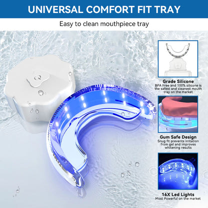 Custom Logo Wireless Blue Light Teeth Whitening Kit with 16 LEDs - IPX6 Waterproof