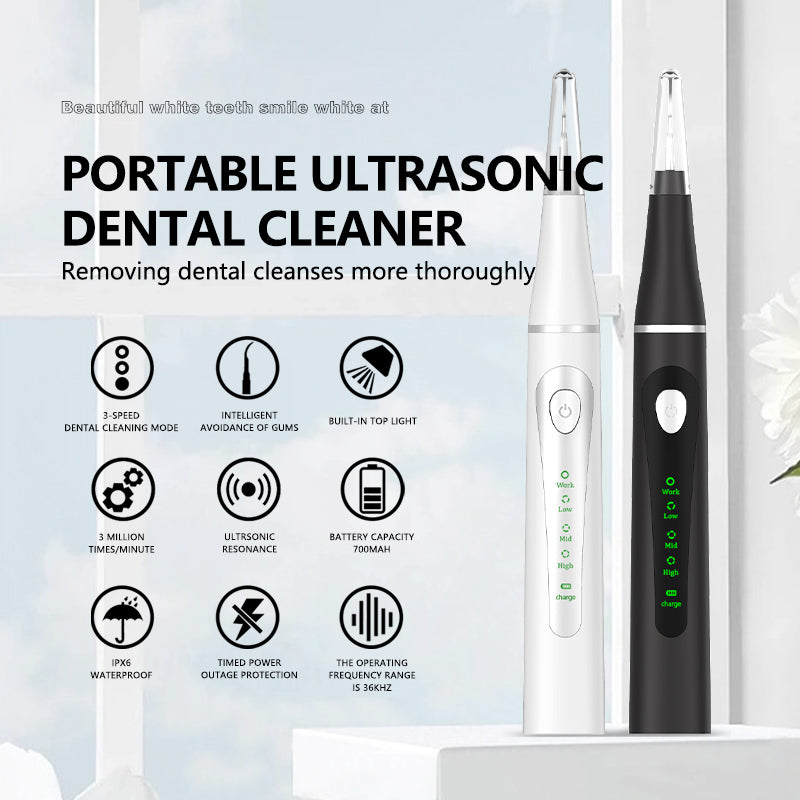 USB Rechargeable Ultrasonic teeth cleaner 3 Adjustable Modes LCD Display Tartar Plaque Remover Complete Accessory Kit Household Oral Cleaning Machine