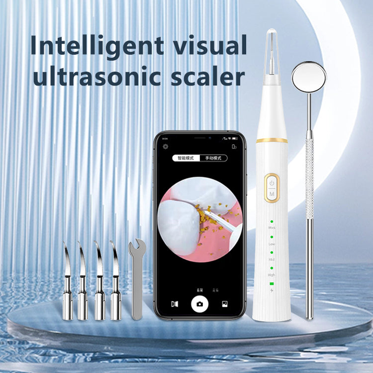 Intelligent WiFi Visual Ultrasonic teeth cleaner 3 Adjustable Power Modes Rechargeable Portable Tartar Calculus Remover Complete Accessory Kit Household Oral Inspection Cleaning Machine
