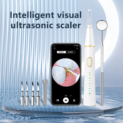 Intelligent WiFi Visual Ultrasonic teeth cleaner 3 Adjustable Power Modes Rechargeable Portable Tartar Calculus Remover Complete Accessory Kit Household Oral Inspection Cleaning Machine