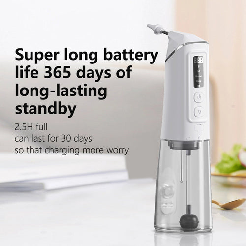 Electric Handheld Ear Syringe Water Flush Ear Wax Remover IPX7 Waterproof Digital Screen 6 Tips Rechargeable Ear Cleaning Kit