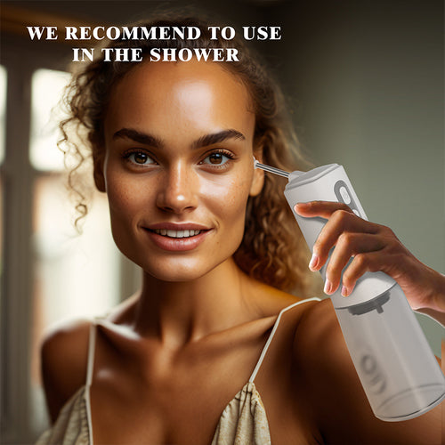 Electric Handheld Ear Syringe Water Flush Ear Wax Remover IPX7 Waterproof Digital Screen 6 Tips Rechargeable Ear Cleaning Kit