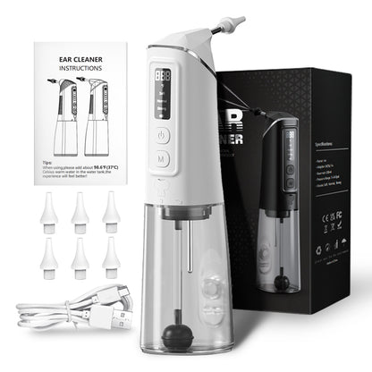 Electric Handheld Ear Syringe Water Flush Ear Wax Remover IPX7 Waterproof Digital Screen 6 Tips Rechargeable Ear Cleaning Kit